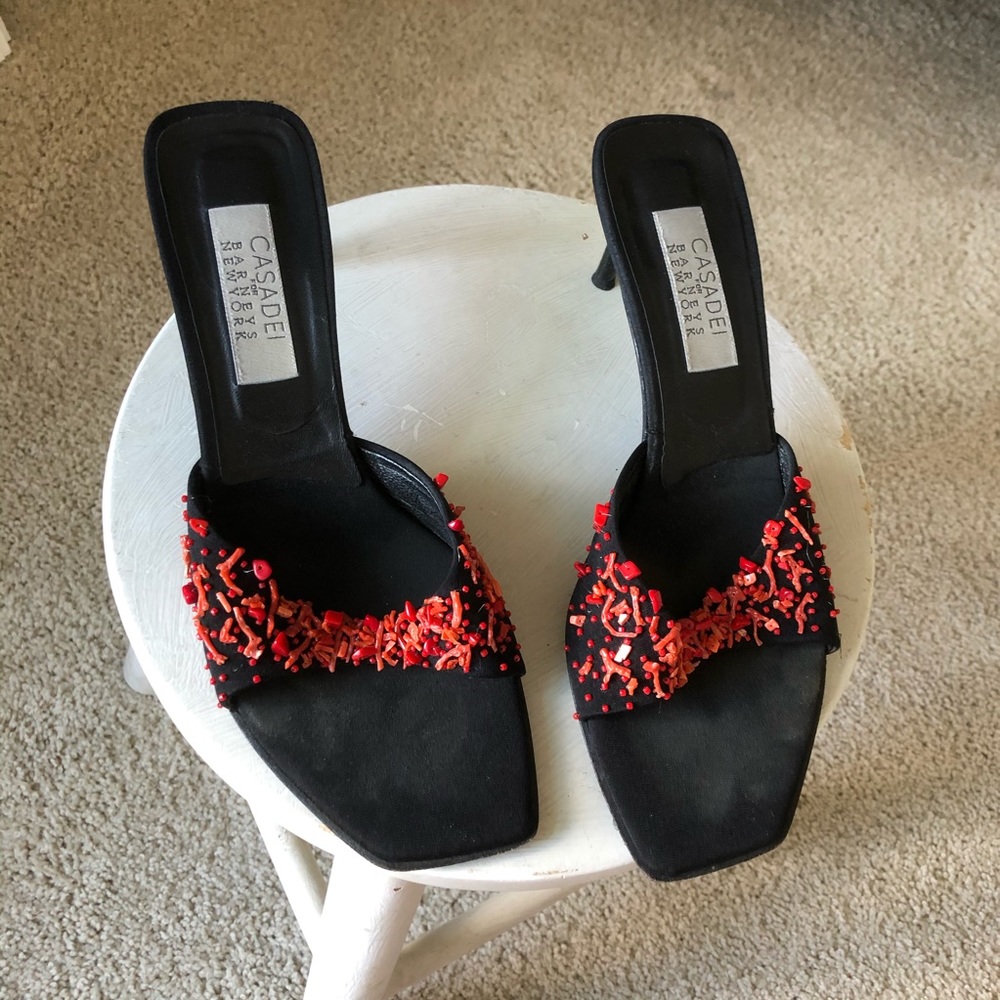Black Sandal Kitten Heels 9 Red Casadei - Picture 2 of 8
